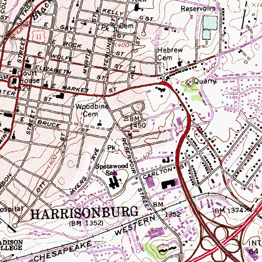 Topographic Map of Ridgeway Mennonite Church, VA