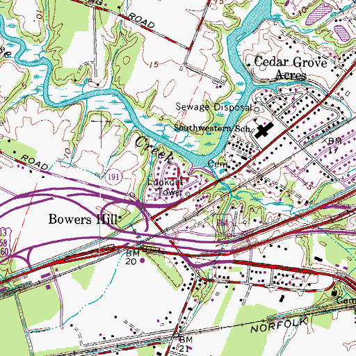 Topographic Map of Colonial Point, VA