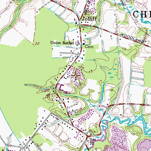 Topographic Map of Manning Estates, VA