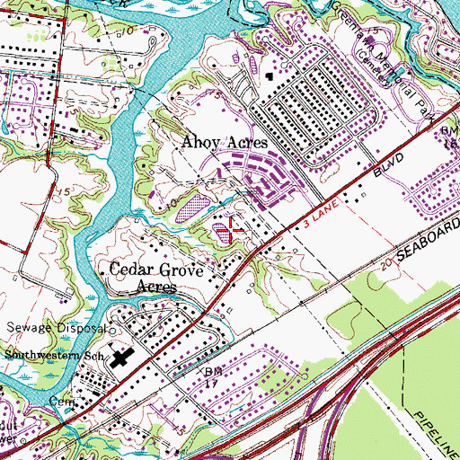 Topographic Map of Sandy Pines, VA