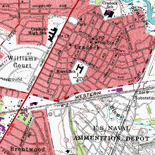 Topographic Map of Afton Park, VA