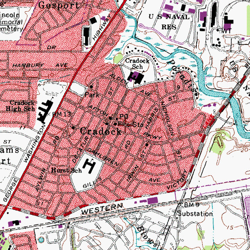 Topographic Map of Afton Square, VA