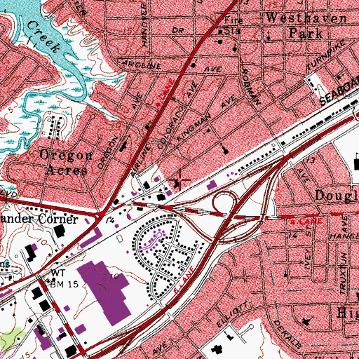 Topographic Map of Alexander Baptist Church, VA