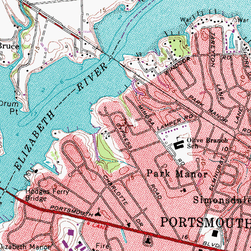 Topographic Map of Cedar Point, VA