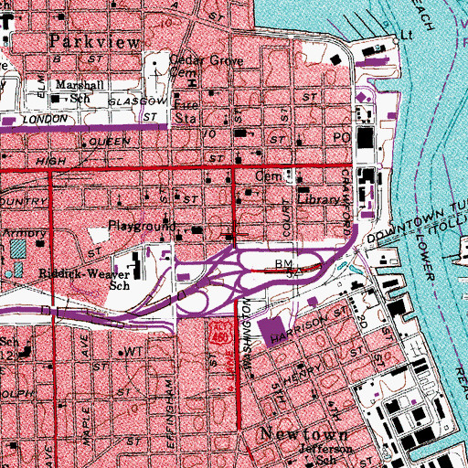 Topographic Map of Central Methodist Episcopal Church, VA