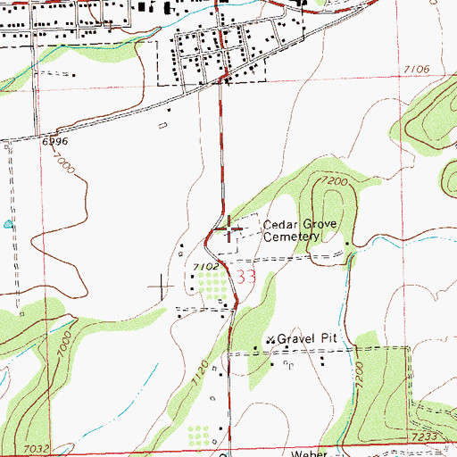 Topographic Map of Cedar Grove Cemetery, CO