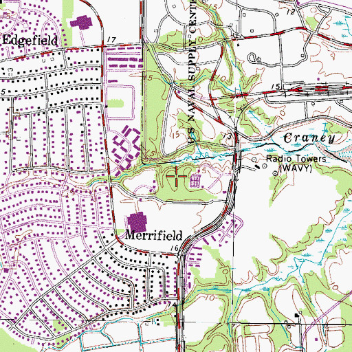 Topographic Map of Churchland Park, VA
