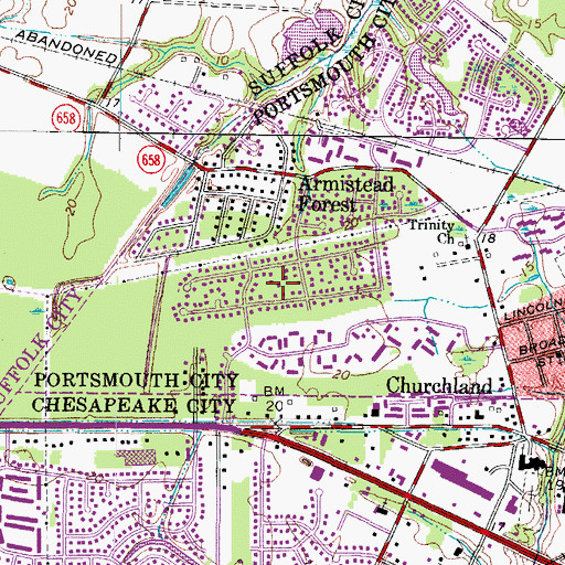 Topographic Map of Churchland West, VA