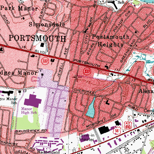 Topographic Map of Collinswood Baptist Church, VA