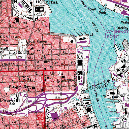 Topographic Map of Court Street Baptist Church, VA