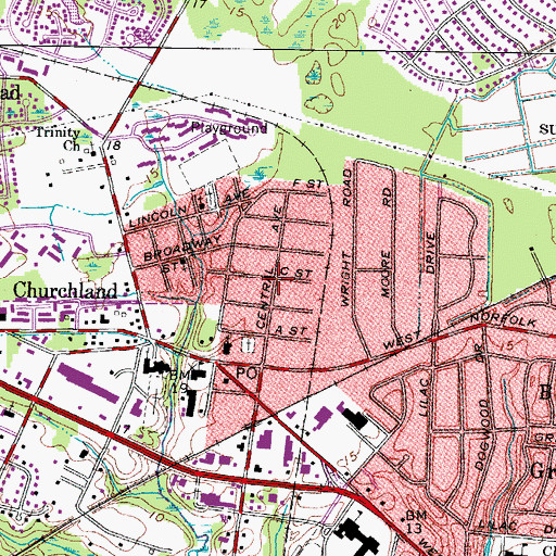 Topographic Map of Edgewood Park, VA