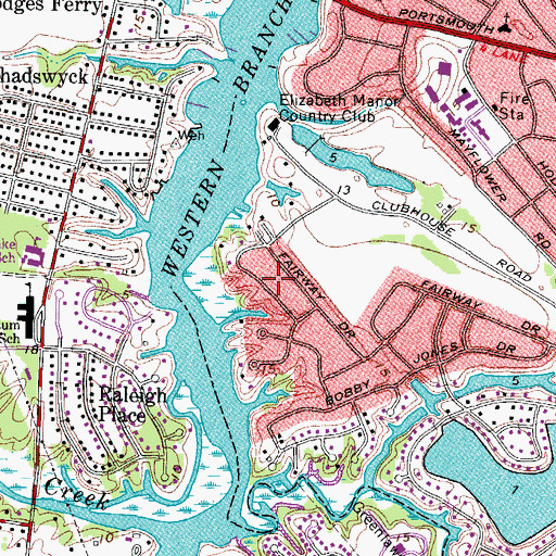 Topographic Map of Elizabeth Manor, VA
