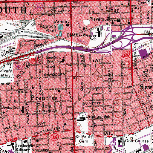 Topographic Map of Elm Avenue Methodist Church, VA