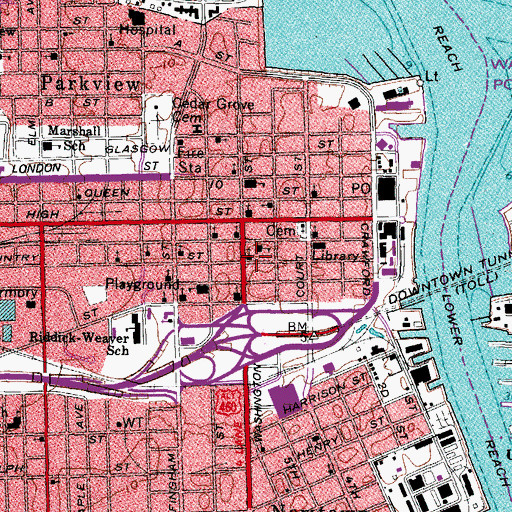 Topographic Map of First Christian Church, VA