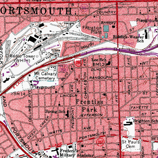 Topographic Map of First Freewill Baptist Church, VA