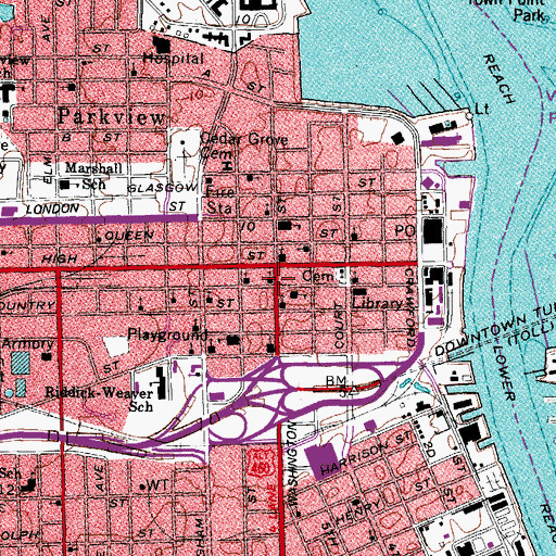 Topographic Map of First Lutheran Church, VA