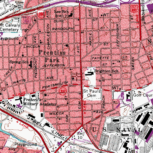 Topographic Map of First Pentecostal Church of Christ Holiness, VA