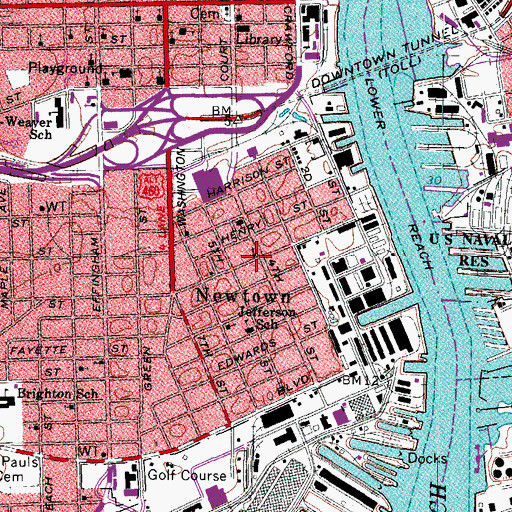 Topographic Map of Fourth Street Baptist Church, VA