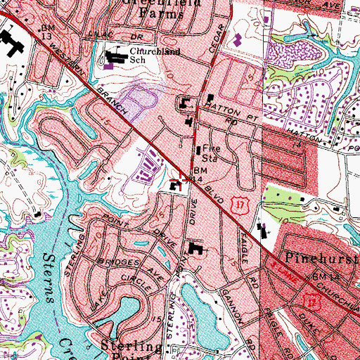 Topographic Map of Green Acres Presbyterian Church, VA