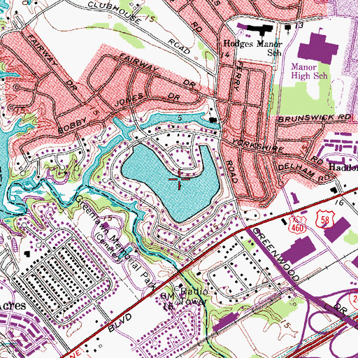 Topographic Map of Green Lake, VA