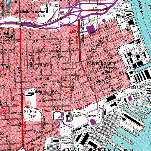 Topographic Map of Green Street Baptist Church, VA