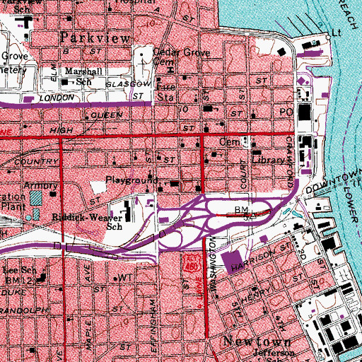 Topographic Map of Green Street Public School (historical), VA