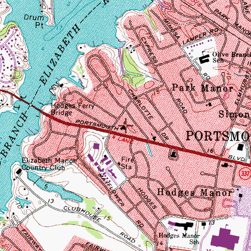 Topographic Map of Holy Communion Lutheran Church, VA