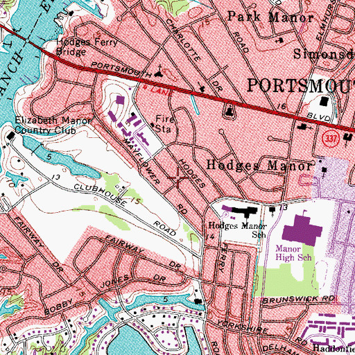 Topographic Map of Mayflower Park, VA