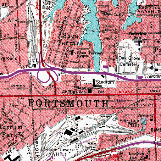 Topographic Map of Monroe Ward Fire Station, VA