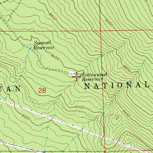 Topographic Map of Cottonwood Reservoir, CO