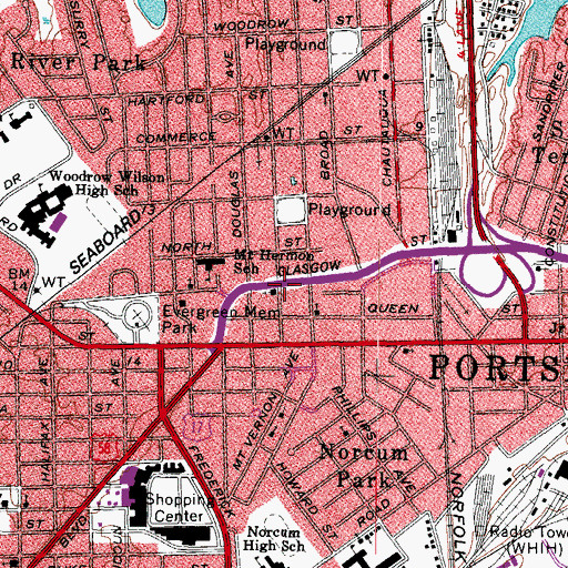 Topographic Map of Mount Hermon Baptist Temple, VA
