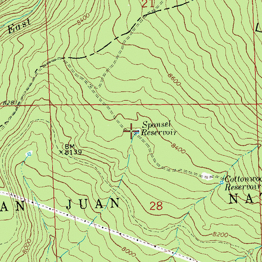 Topographic Map of Sponsel Reservoir, CO