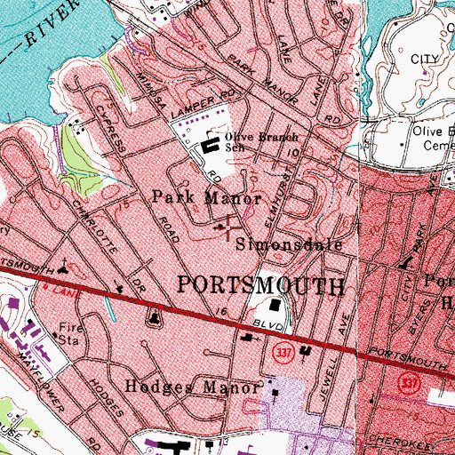 Topographic Map of Pinecrest Baptist Church, VA