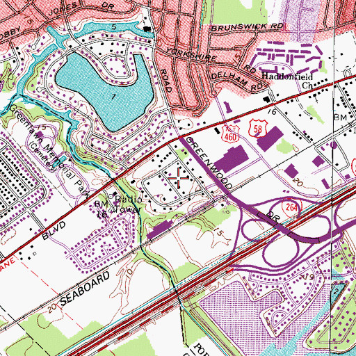 Topographic Map of Portsmouth Acres, VA