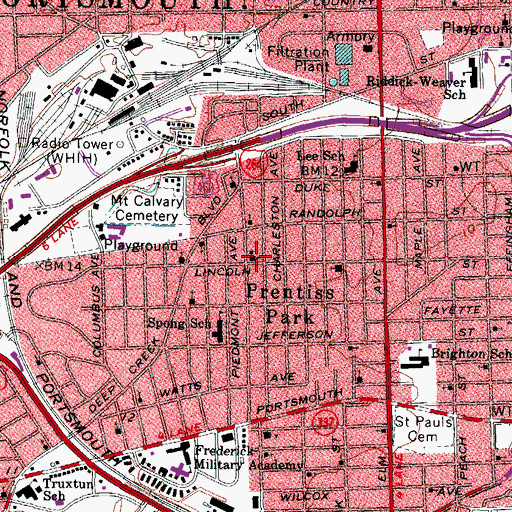 Topographic Map of Portsmouth Assembly of God Church, VA