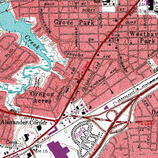 Topographic Map of Portsmouth Church of Christ, VA