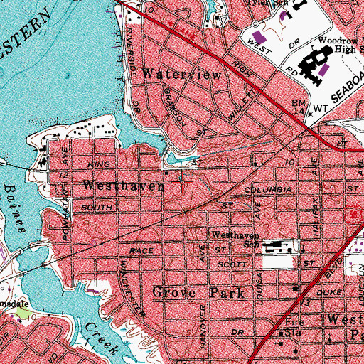Topographic Map of Portsmouth Orphans Home, VA