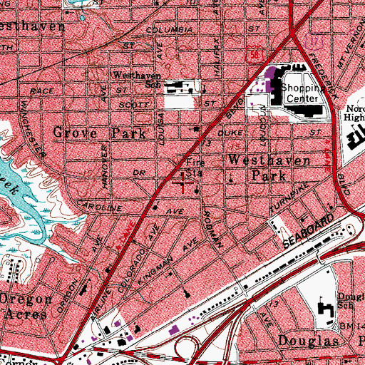Topographic Map of Portsmouth Seventh Day Adventist Church, VA