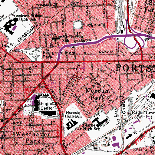 Topographic Map of Saint Matthew Church of Christ Holiness, VA