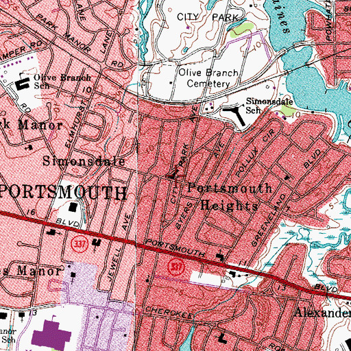 Topographic Map of Simonsdale Presbyterian Church, VA