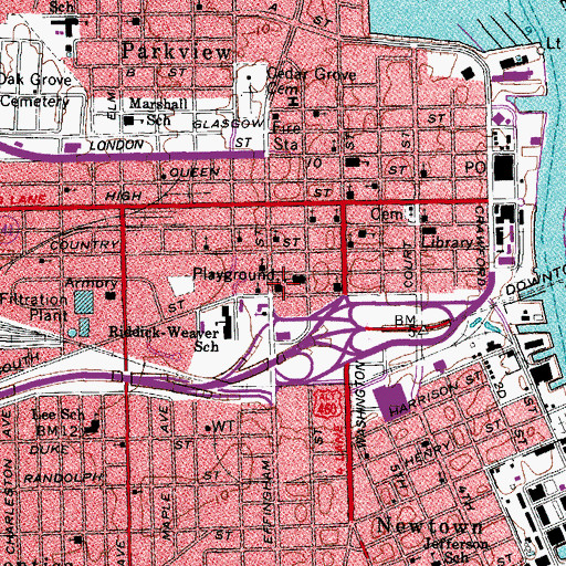 Topographic Map of South Street Baptist Church, VA