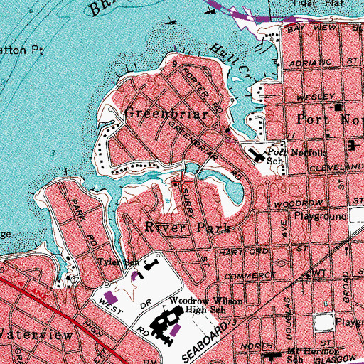Topographic Map of Surry Street Baptist Church, VA