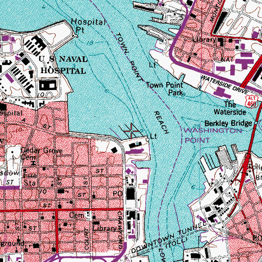 Topographic Map of Tidewater Marina, VA