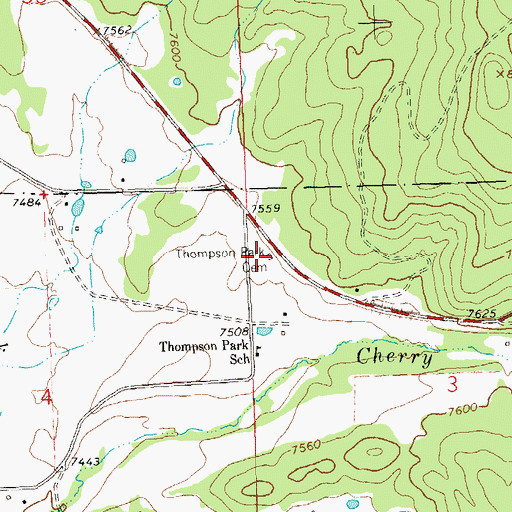 Topographic Map of Thompson Park Cemetery, CO