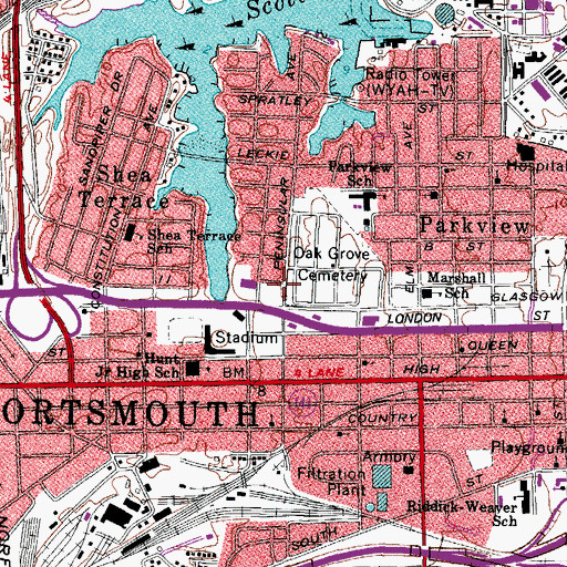 Topographic Map of Veterans Memorial Building, VA
