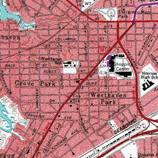 Topographic Map of West End United Methodist Church, VA