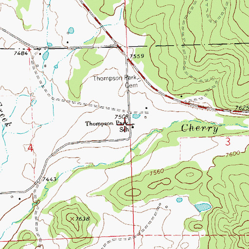 Topographic Map of Thompson Park School, CO