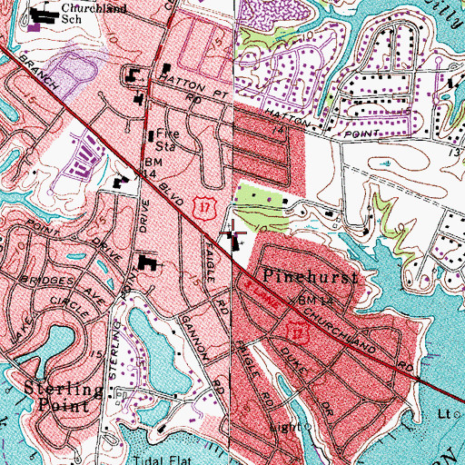 Topographic Map of Western Branch Baptist Church, VA