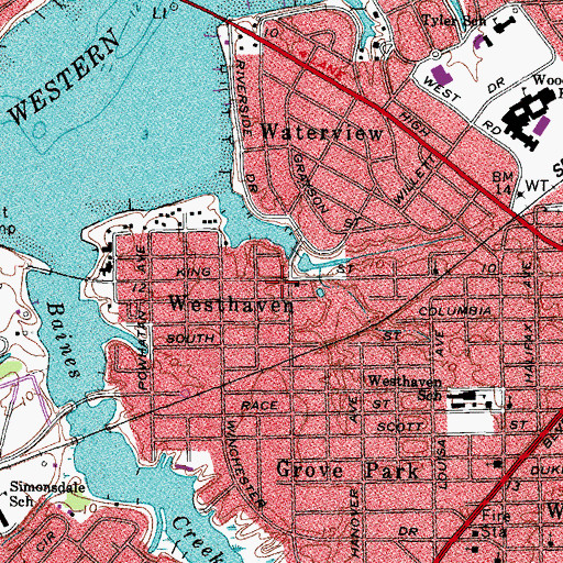 Topographic Map of Westhaven Recreation Center, VA