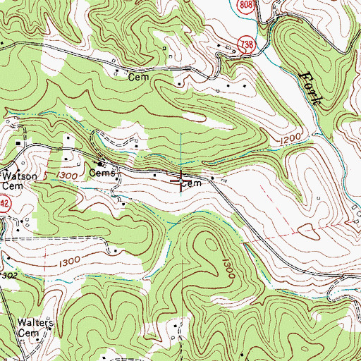 Topographic Map of Angell Cemetery, VA